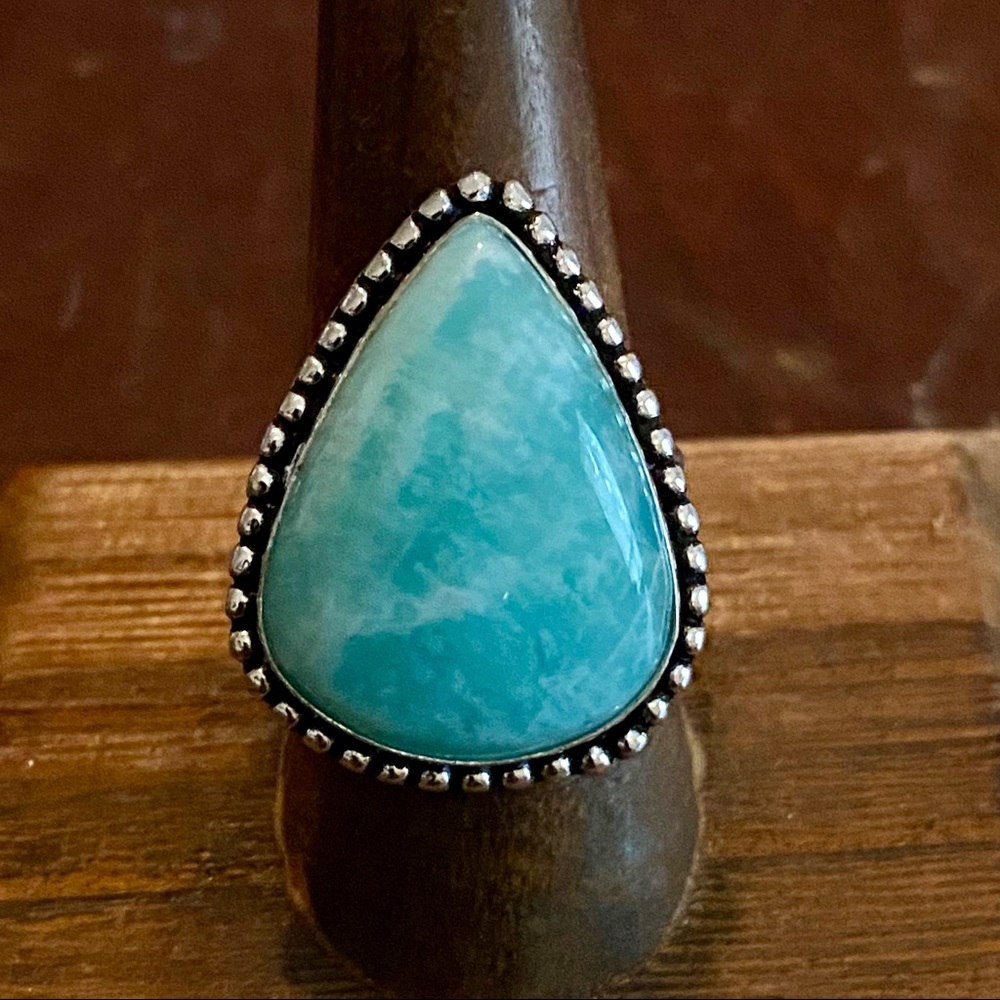Amazonite Sterling Silver Ring, Size‎ 8.5